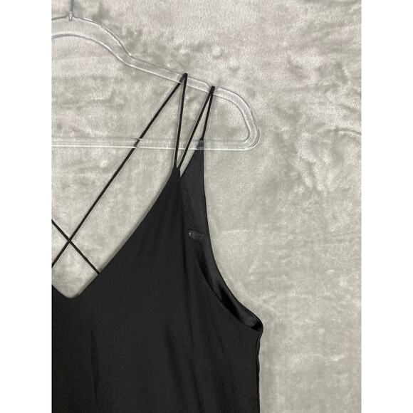 H&M V-Neck Cross Strap Wrap Skirt Fringe Evening Wear Party Dress Black Sz Large - Picture 4 of 9